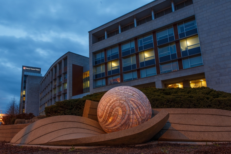 Simon Cancer Center at dawn.