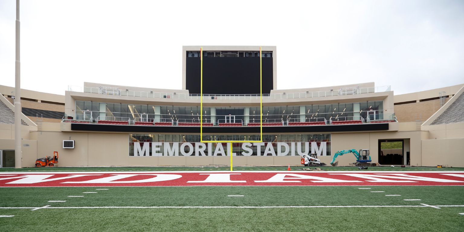 The south end zone from the field of Memorial Stadium