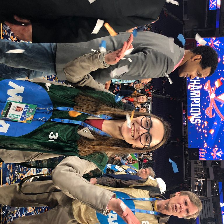 Rachel Gillam celebrates at the Final Four