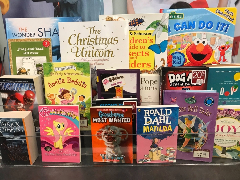 An assortment of children's books. 